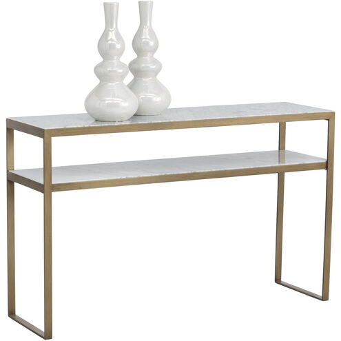 Evert 51 X 15 inch White / Antique Brass Console Table